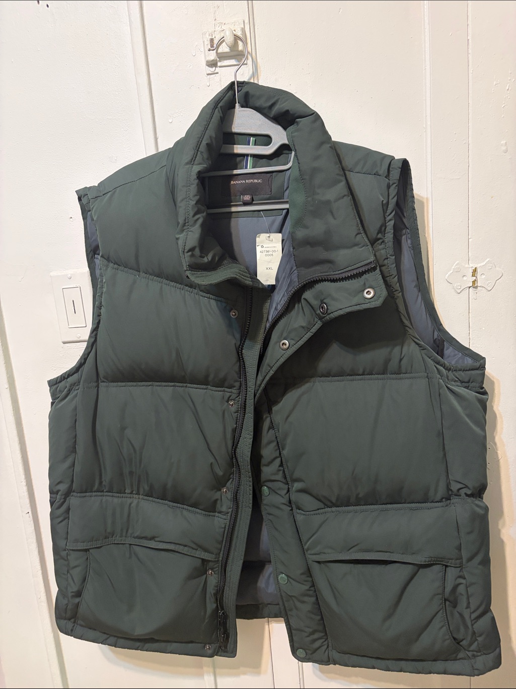 Banana Republic Men's Quilted Puffer Vest - Forest Green
